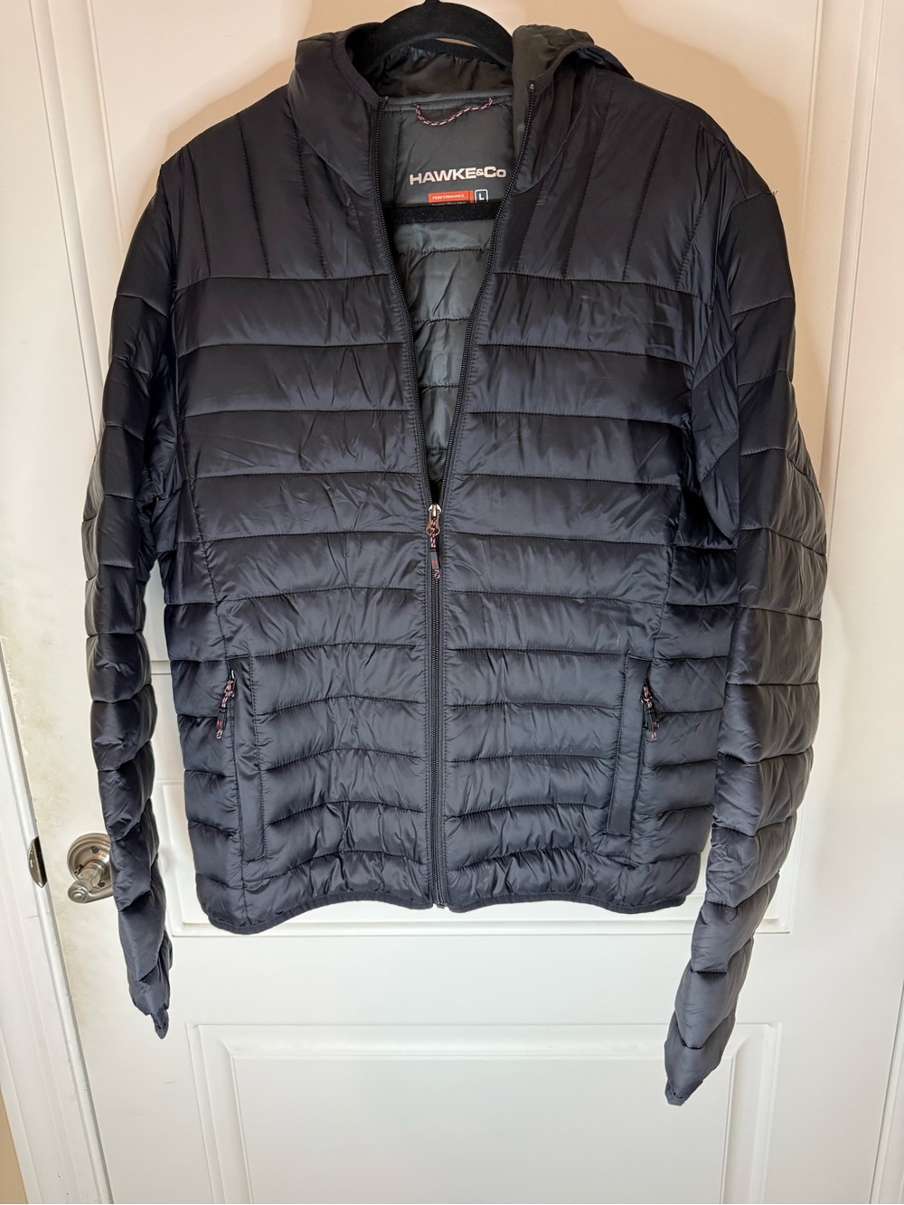 Hawke & Co Men's Hooded Quilted Puffer Jacket - Black
